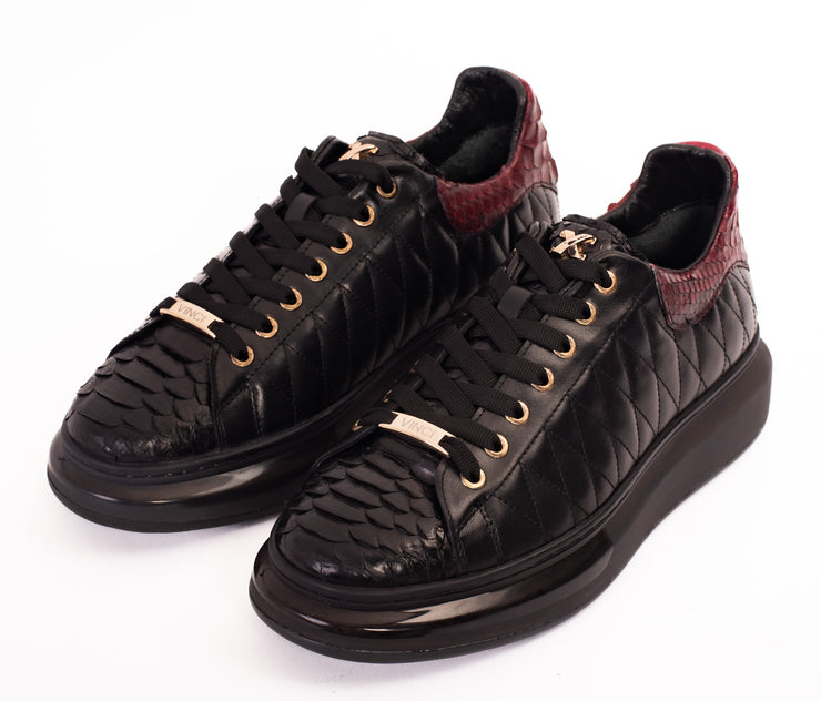 The Bald Pyht  Snk Skin Black & Burgundy Sneaker