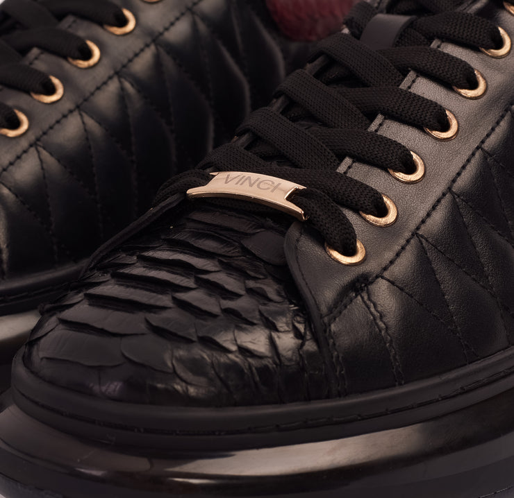The Bald Pyht  Snk Skin Black & Burgundy Sneaker