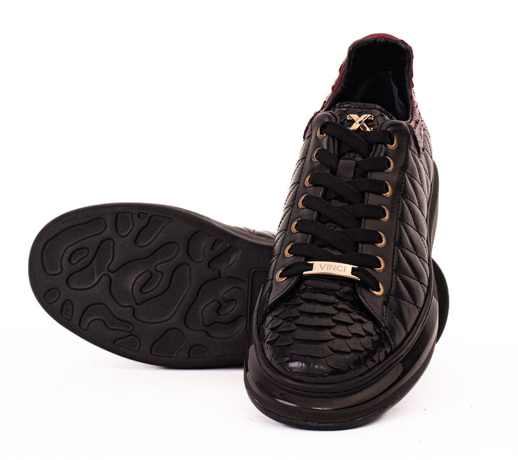 The Bald Pyht  Snk Skin Black & Burgundy Sneaker