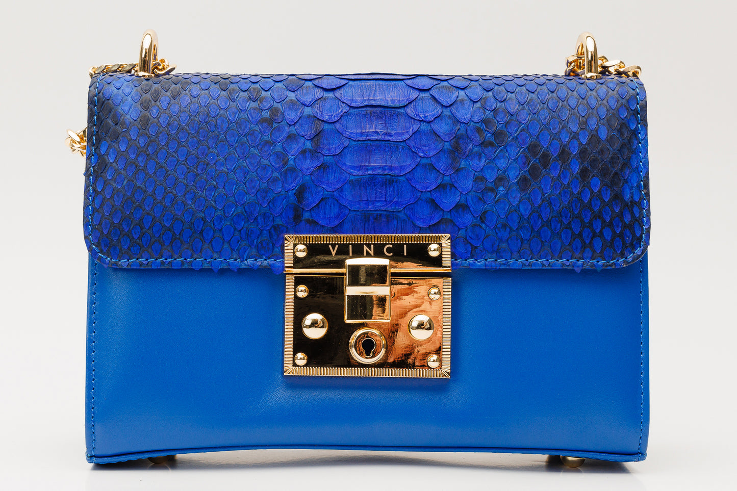 The Toskana Sax Blue Pythn Leather Handbag