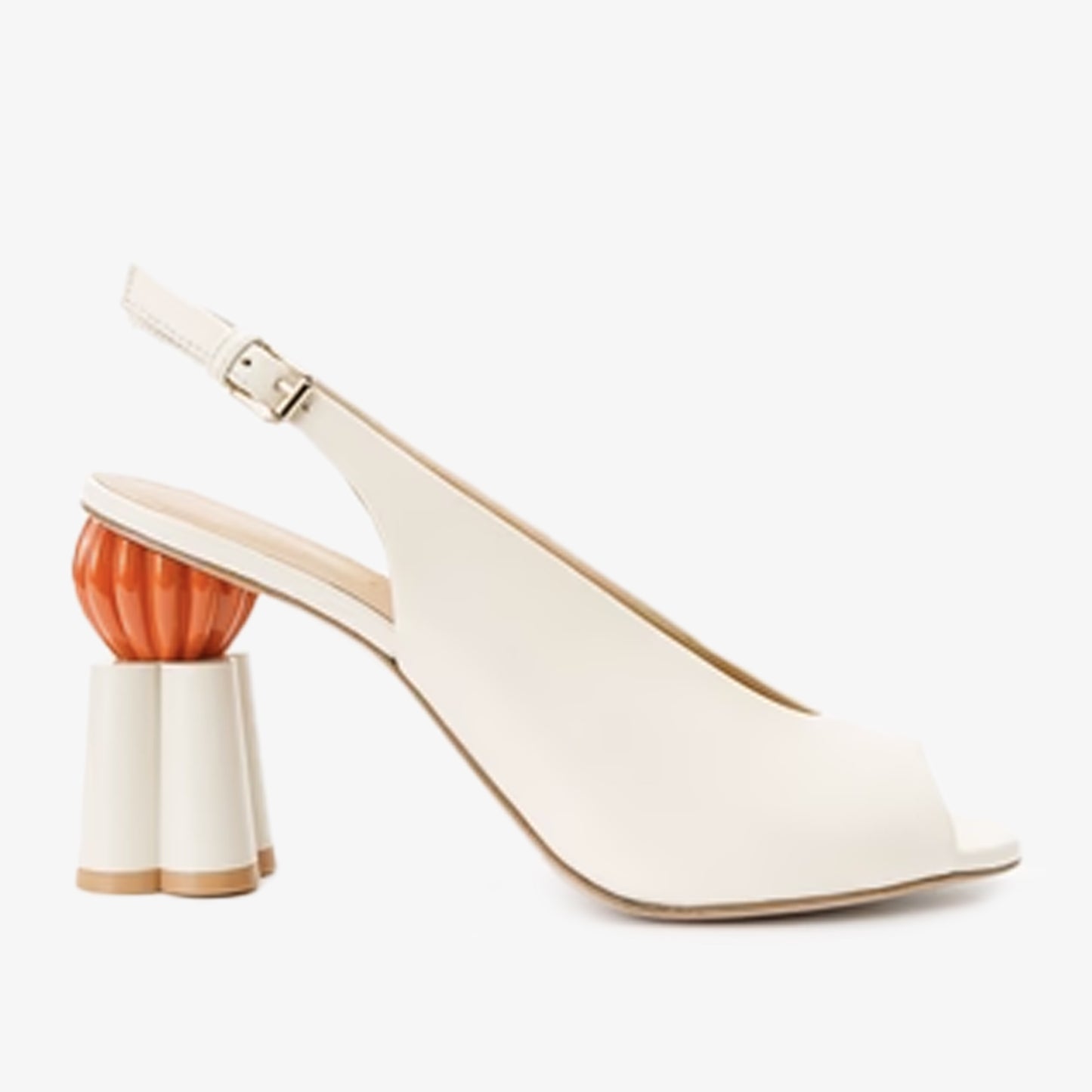 The Cimla Cream Leather Pumpkin Heel Women Sandal