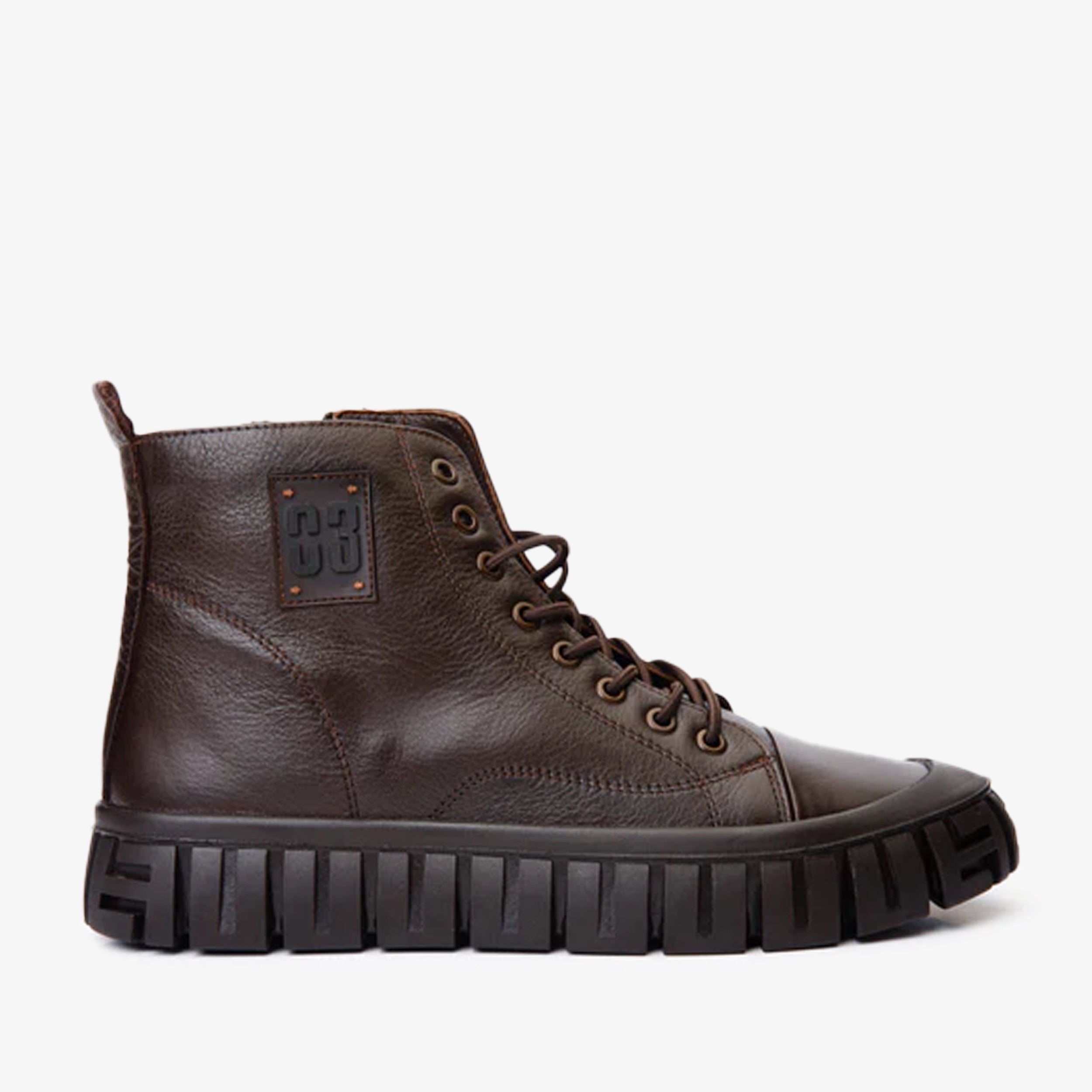 The Taco Brown Leather Casual Lace-Up Men Boot with a Zipper