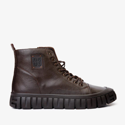 The Taco Brown Leather Casual Lace-Up Men Boot with a Zipper