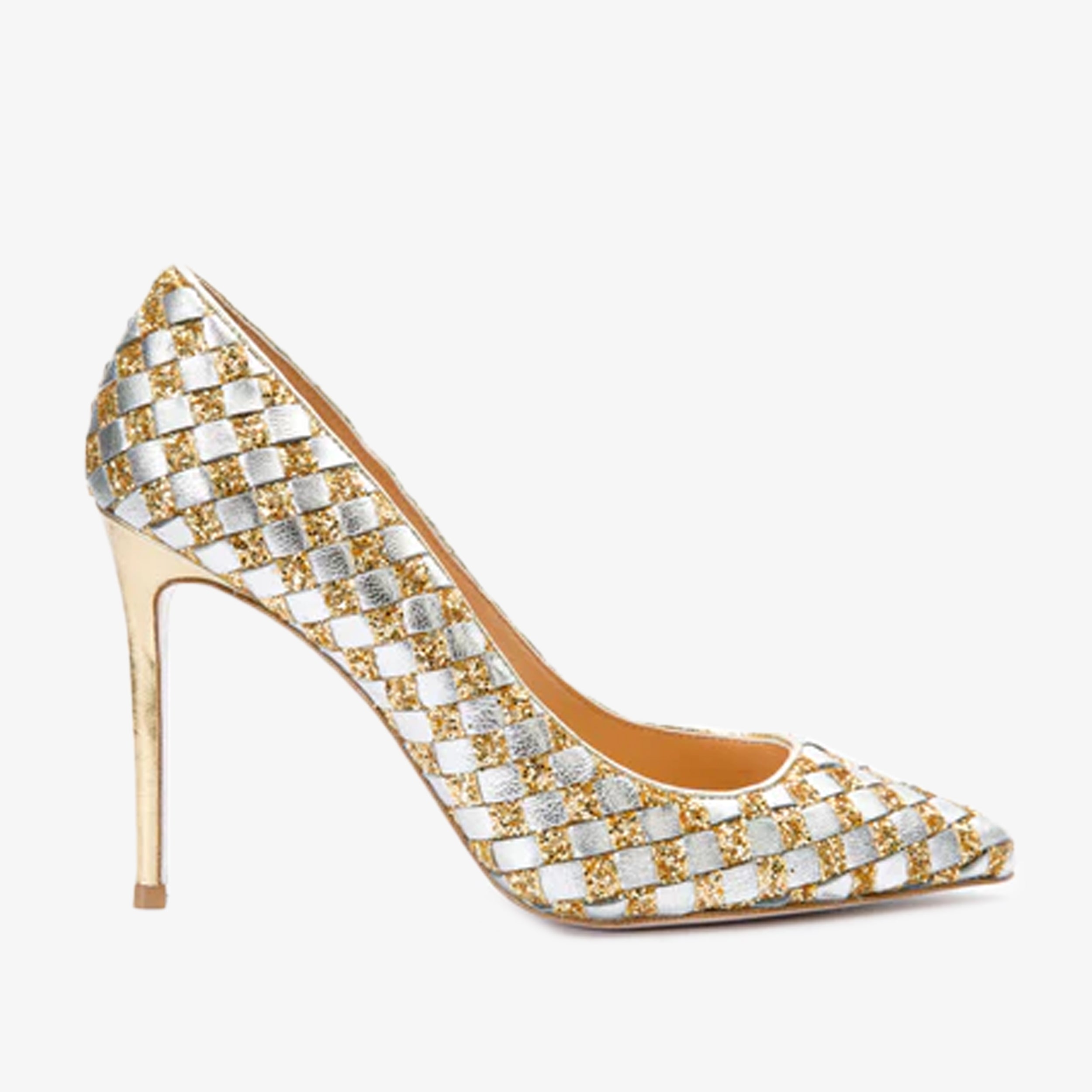 The Saks Tory Gold & Silver Handwoven Leather Pump Women Shoe