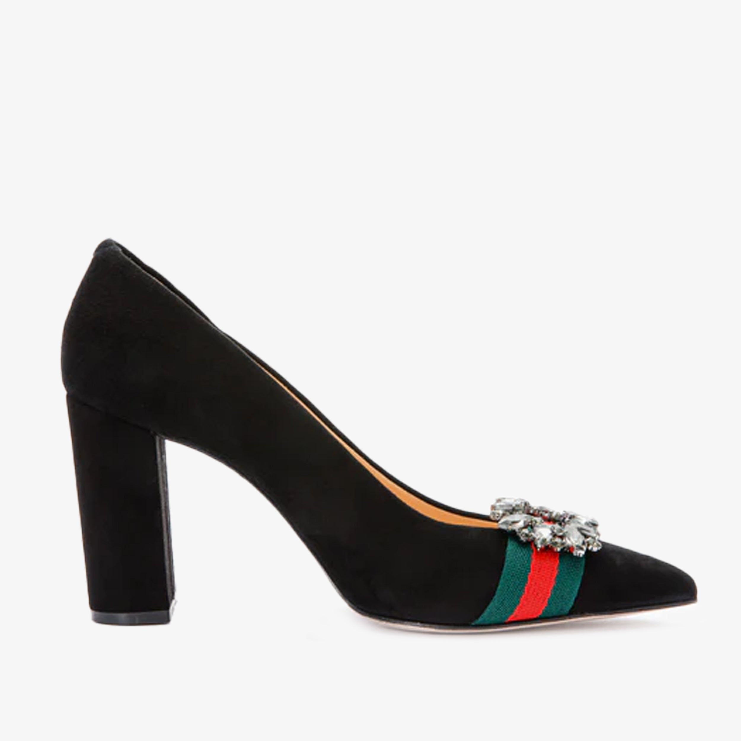 The Afega Black Suede Leather Block Heel Pump Women Shoe