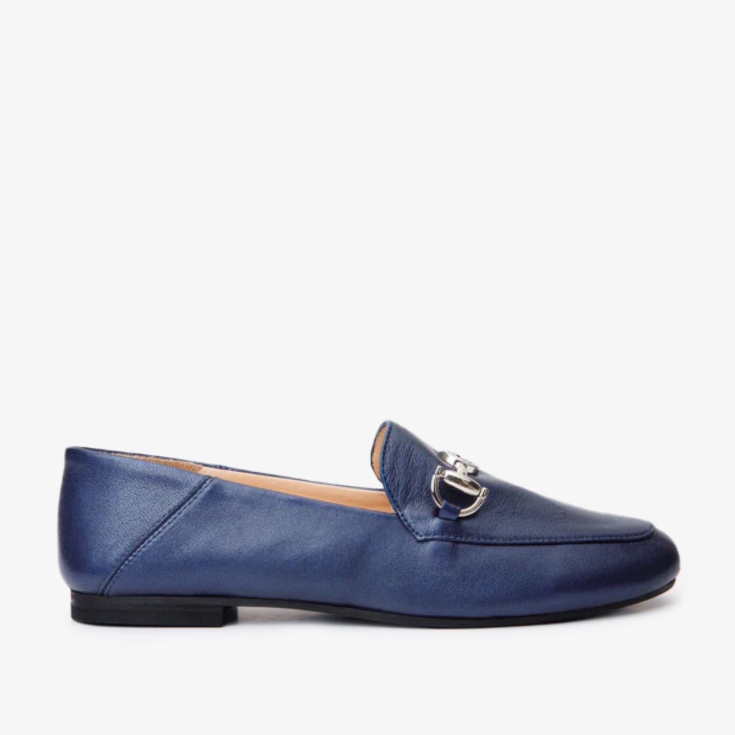 Luanda Navy Blue Leather Women Flat Shoe