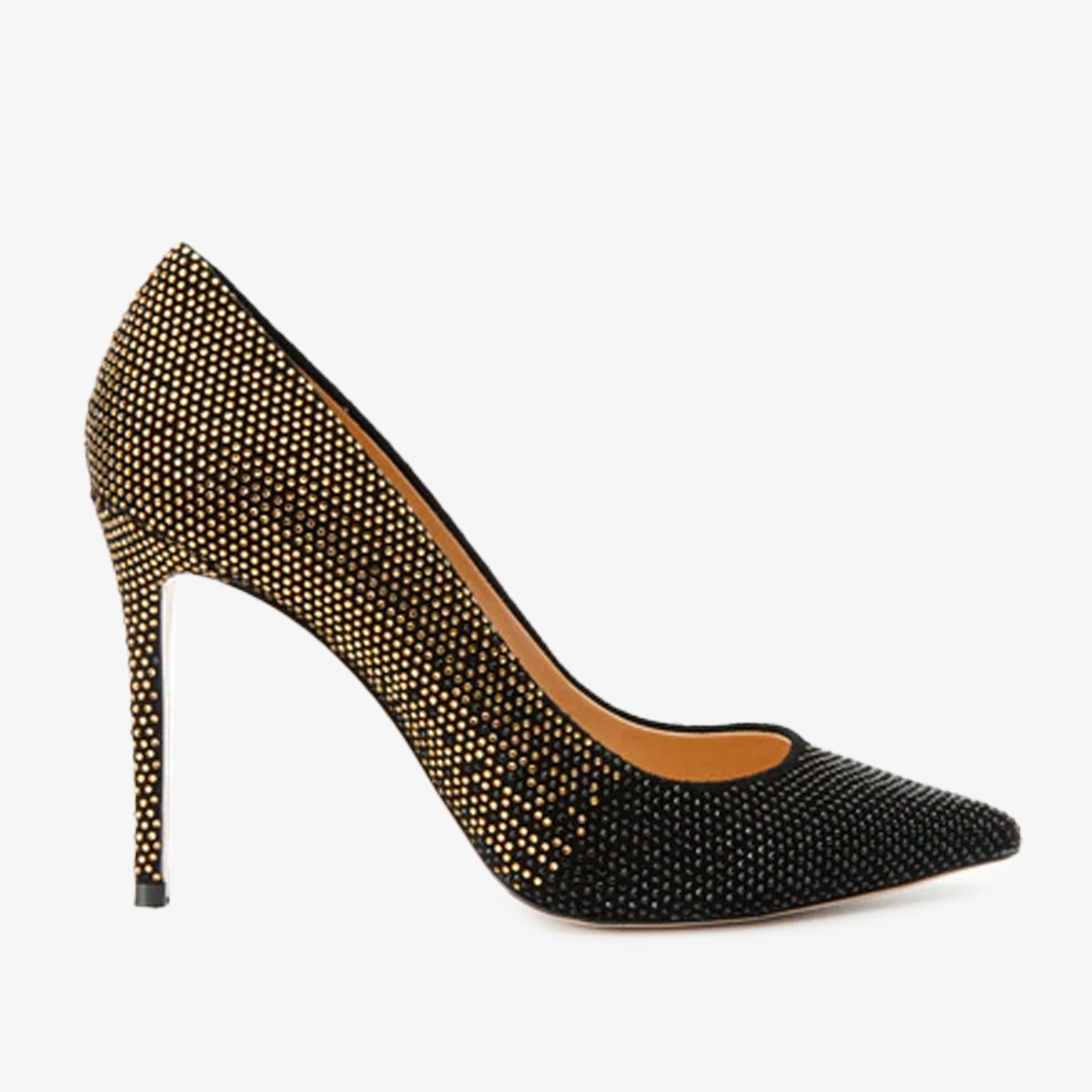 The Bago Black & Gold Glitter Leather Pump Women Shoe