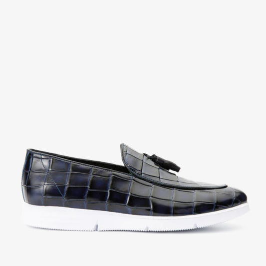 The Parga Navy Blue Leather Tassel Casual Loafer  Men Shoe Final Sale!