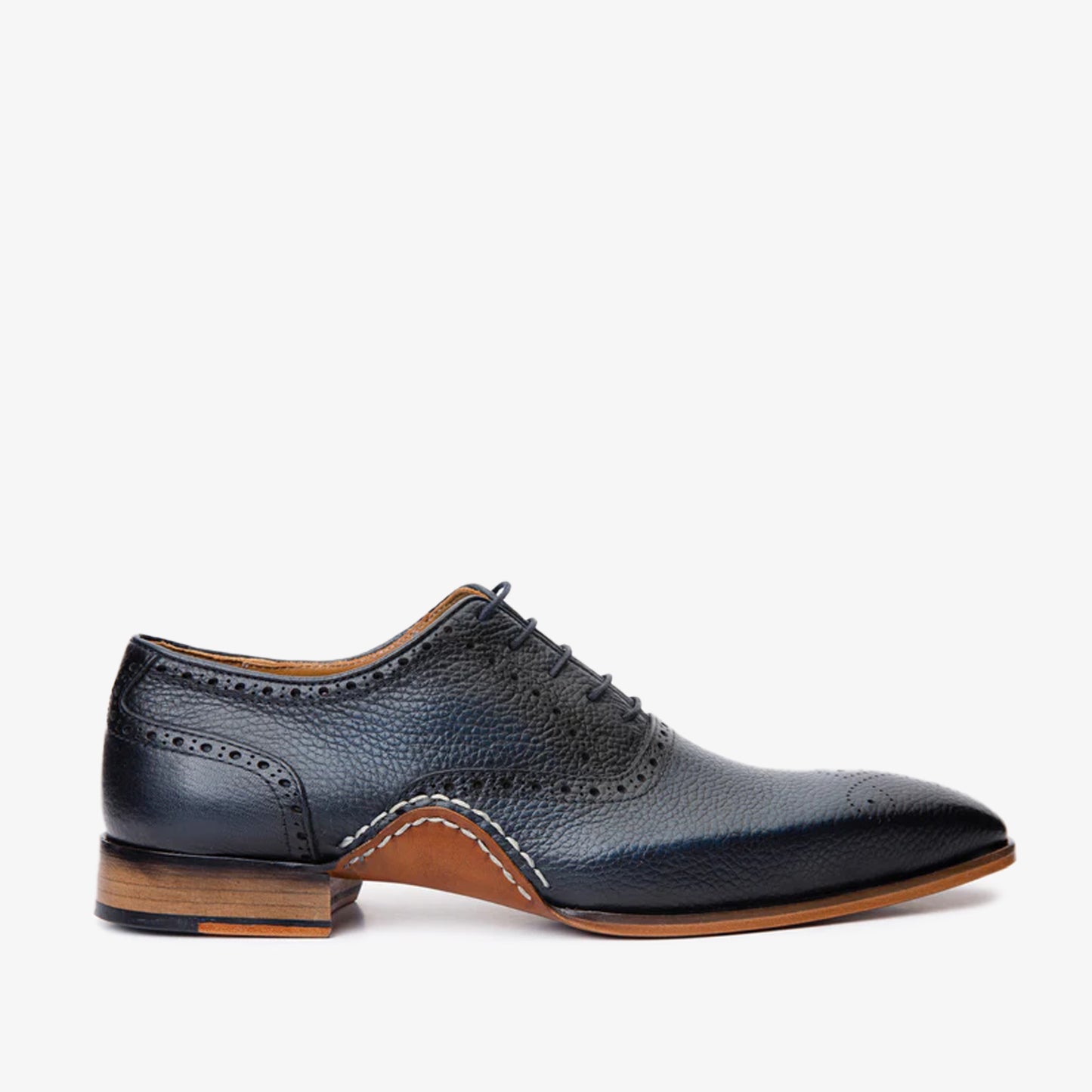 The Draco Handmade Navy Blue Semi Brogue Oxford Men Shoe