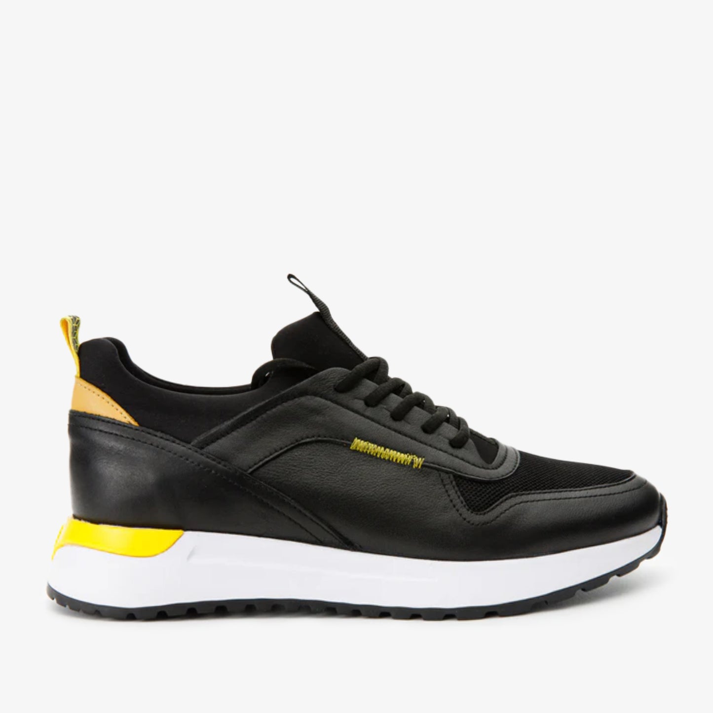 Zapatillas de cuero negras y amarillas Rakka para hombre ¡Venta final!