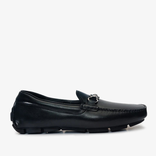 Pavia Black Leather Bit Drive Loafer Men Shoe