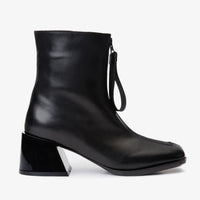 Bota de mujer con tacón de bloque de cuero negro The Tackle
