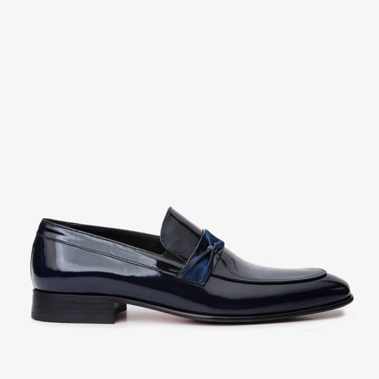 Mocasín de piel de charol azul marino Dodoma para hombre