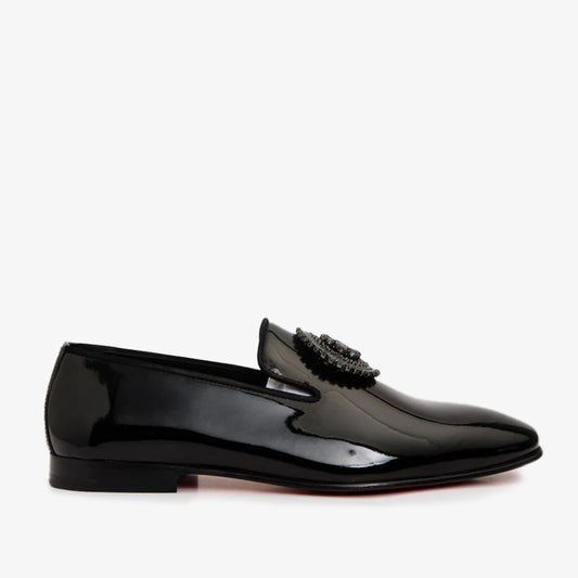 The Pombe Black Patent Leather Dress Slip-on Loafer Men  Shoe