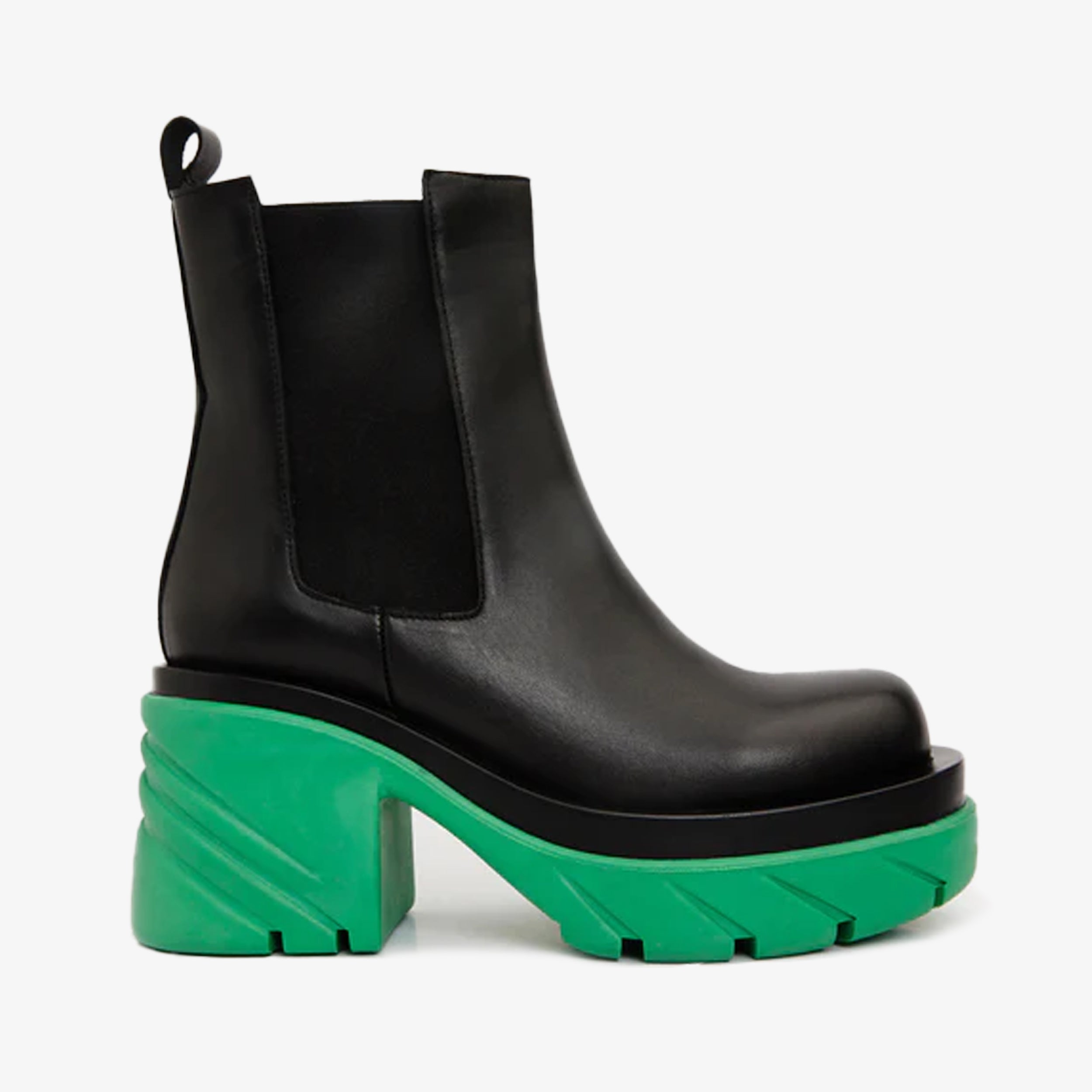 The Olga Black & Green Leather Mid Calf Women Boot