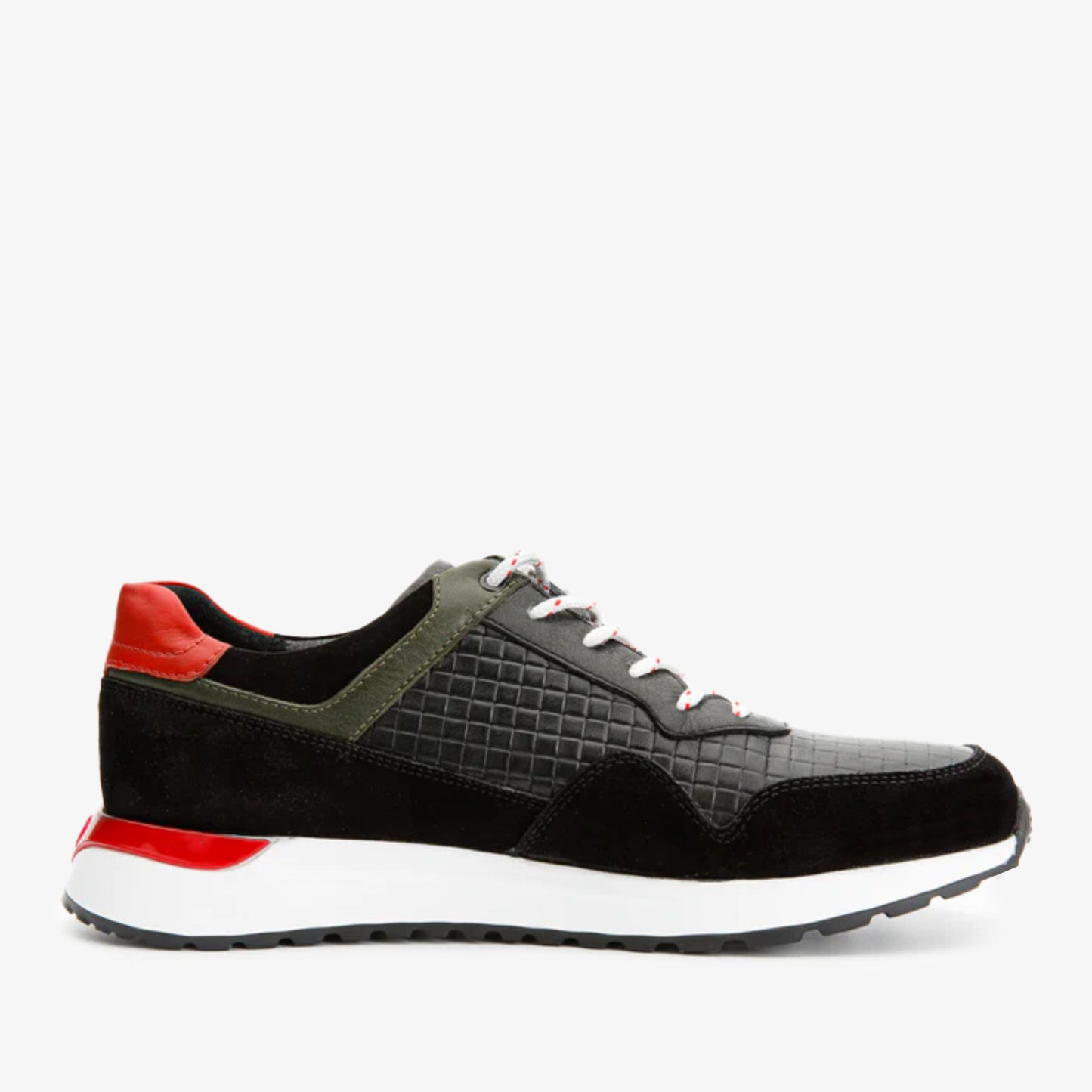 Zapatillas de cuero negras y rojas Rakka para hombre ¡Venta final!