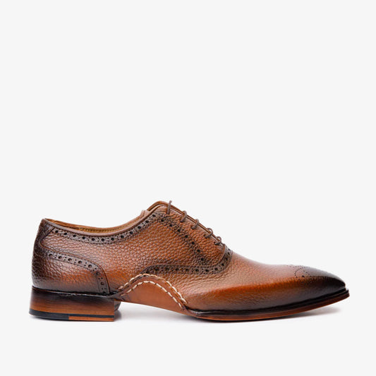 The Draco Handmade Tan Semi Brogue Oxford Men Shoe