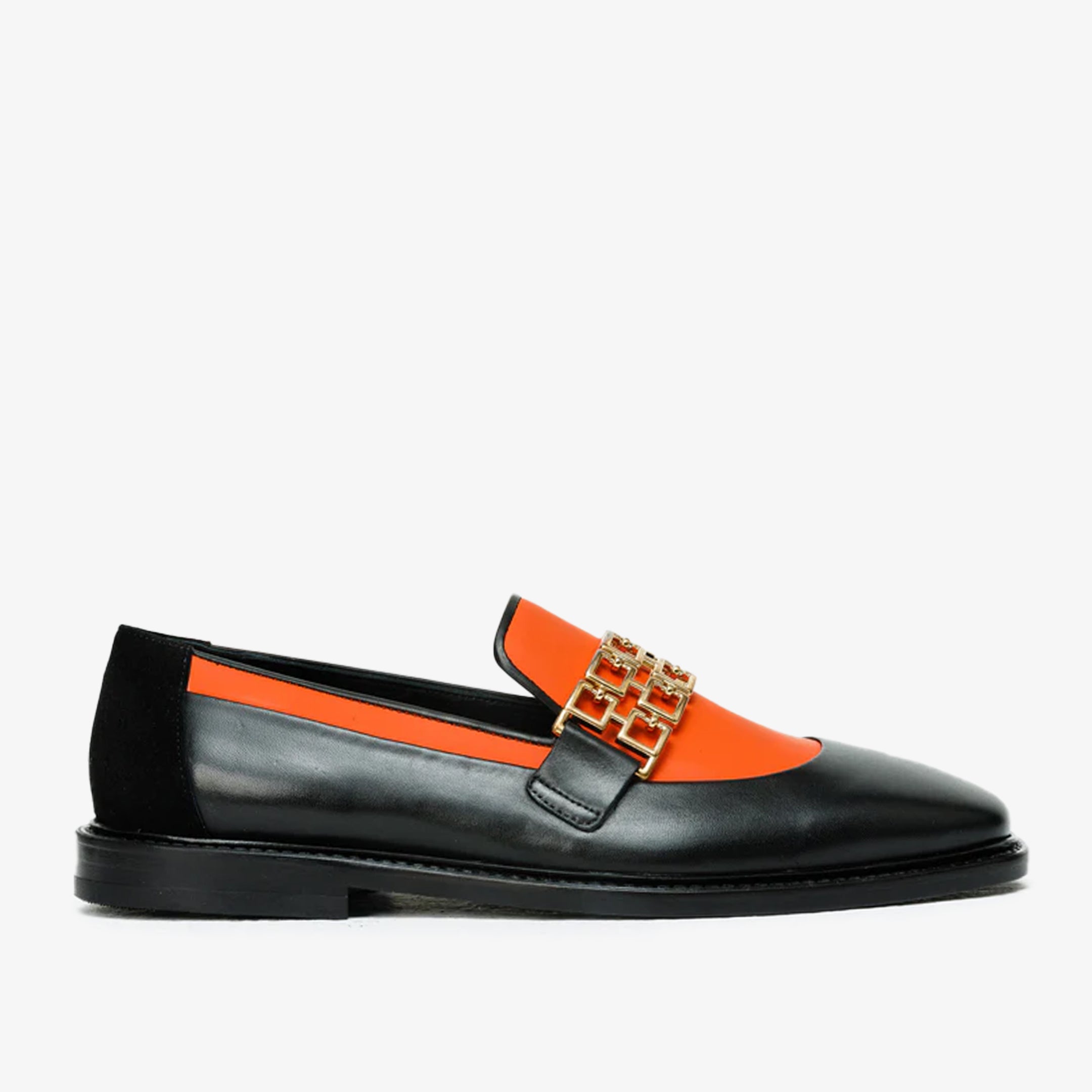 The Gemena Black & Orange Leather Bit Dress Loafer Men Shoe