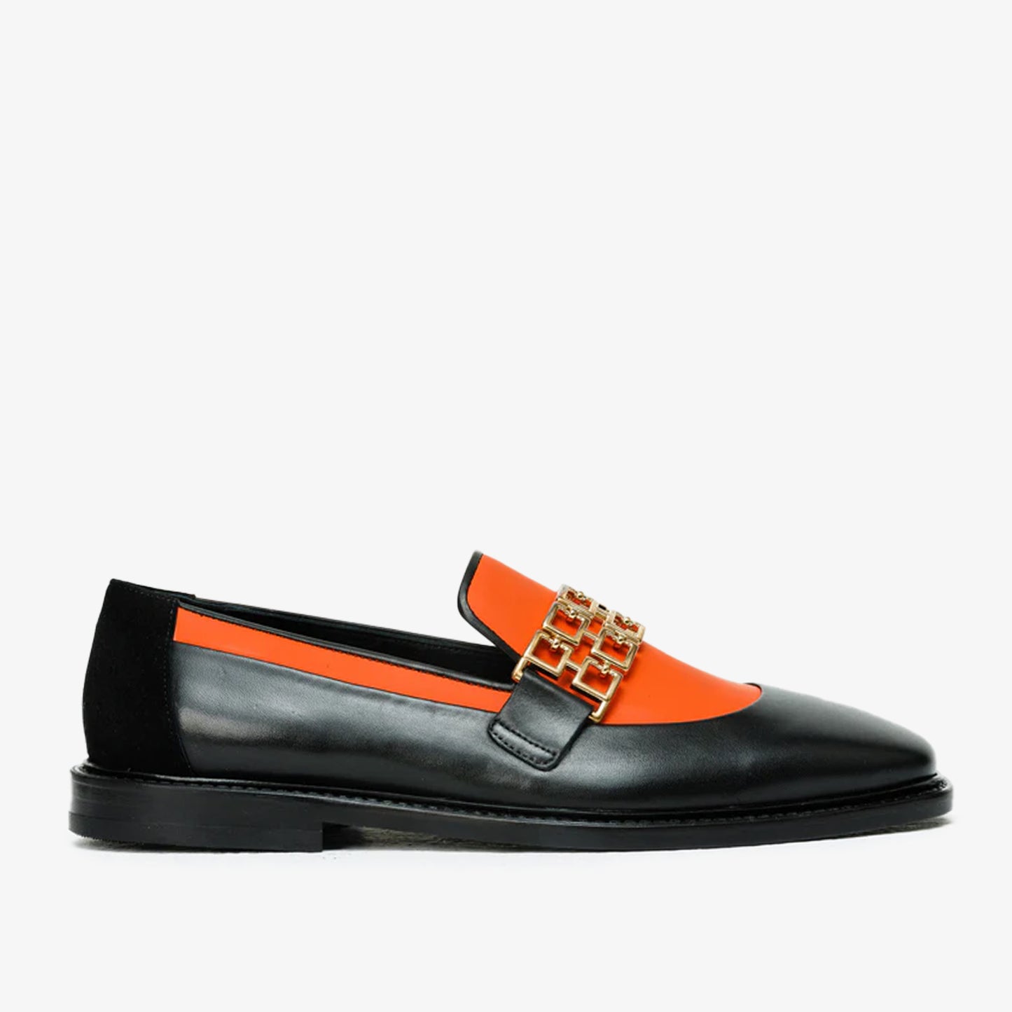 The Gemena Black & Orange Leather Bit Dress Loafer Men Shoe  Final Sale!