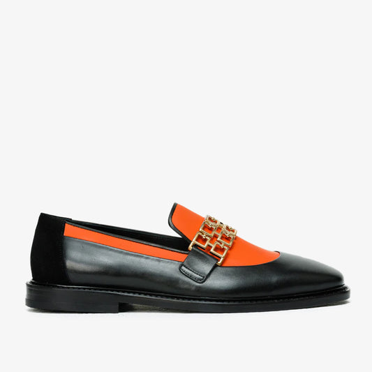 The Gemena Black & Orange Leather Bit Dress Loafer Men Shoe  Final Sale!