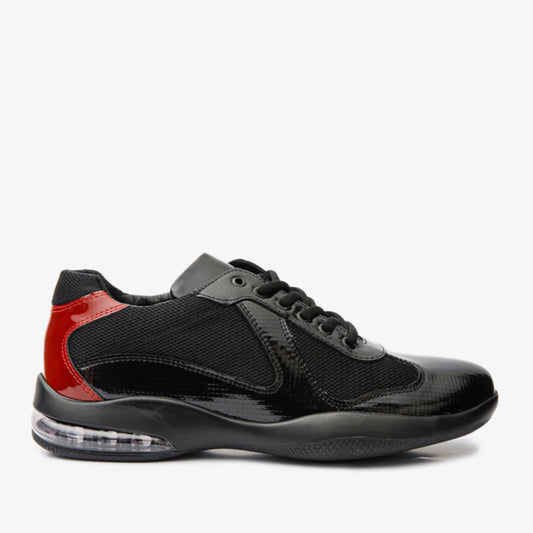 The Zona Black & Red Leather Men Sneaker