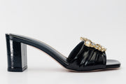 The Micro Black Leather Sandal