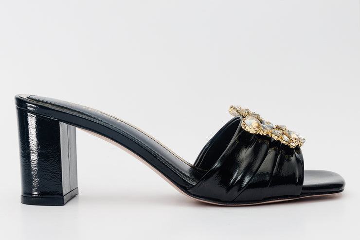 The Micro Black Leather Sandal