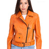 The Martos Orange Ostrich Leather Women Jacket
