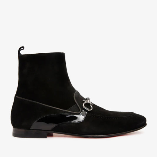 The Baron Black Suede Bit Zip-Up Dress Men Boot Final Sale!