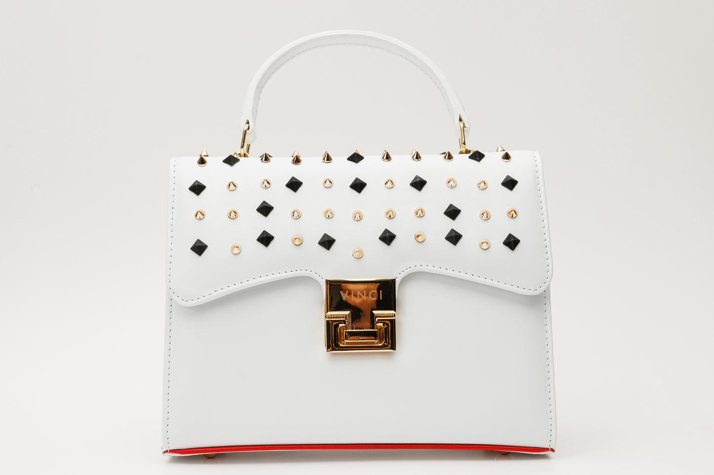 The Infanta White Spike Leather Handbag