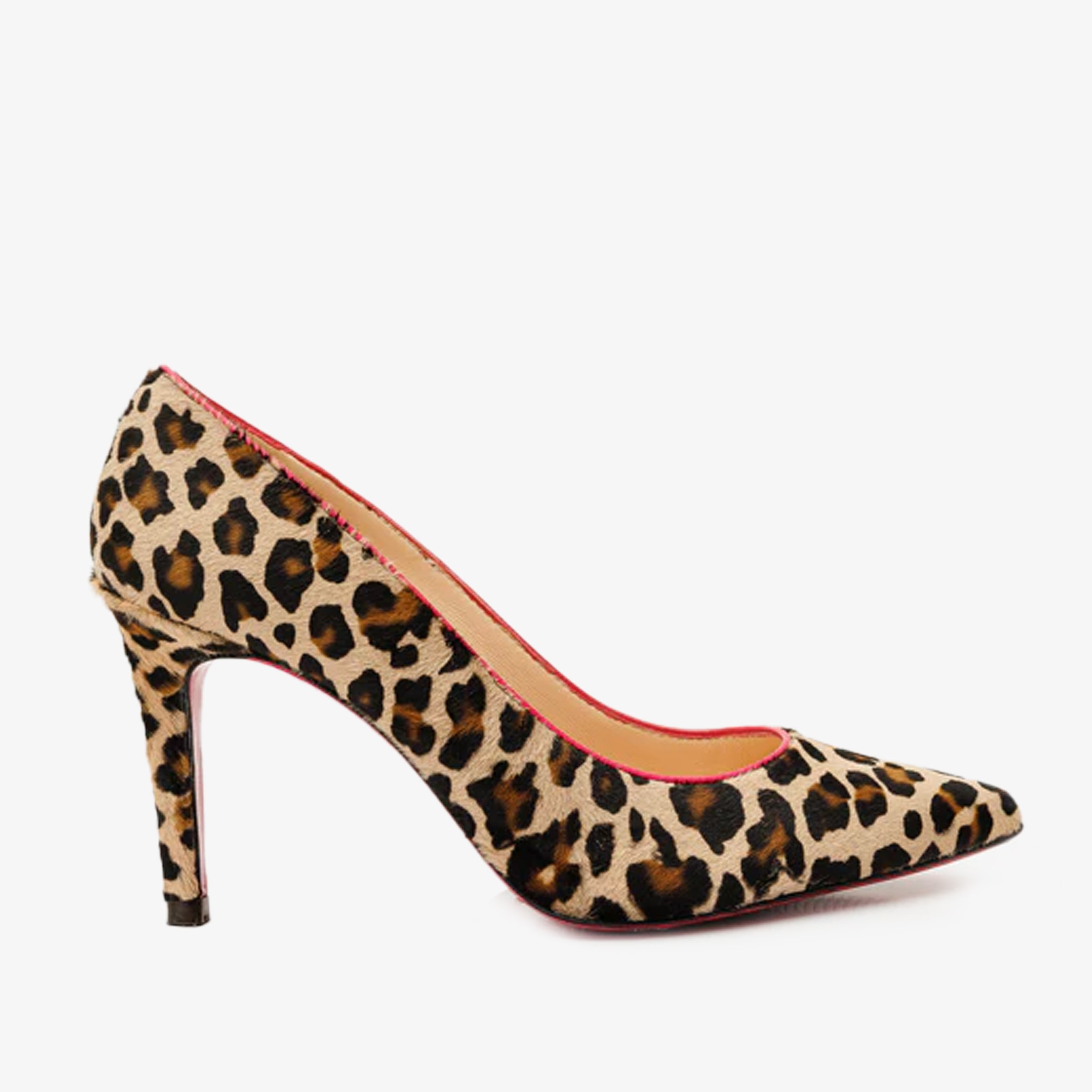 The Olbia Leopard Leather Pump Fuchsia Sole Women Shoe