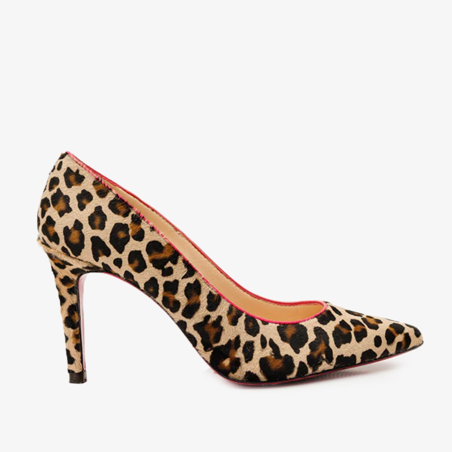 Zapato de salón de piel de leopardo Olbia con suela fucsia para mujer 