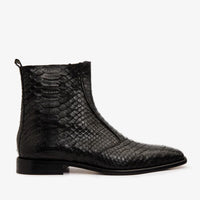 Bota de cuero con cremallera Boss Black Python Snk para hombre, edición limitada