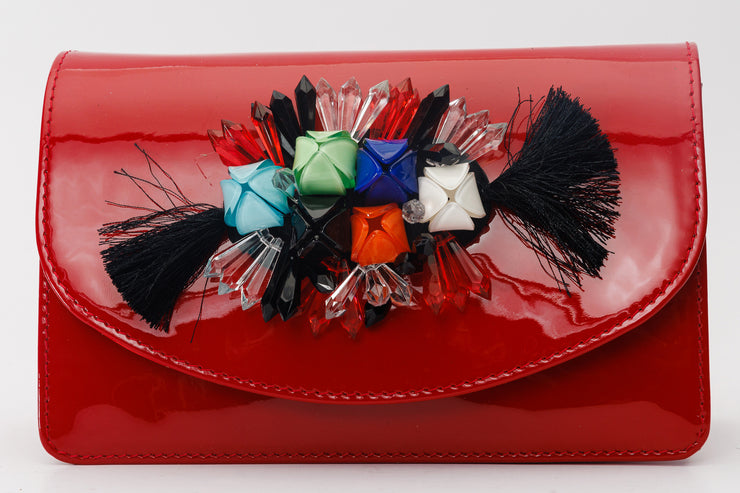 VIGO RED  LEATHER  HANDBAG