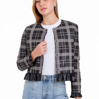 The Enmore Handwoven Leather Black Women Jacket