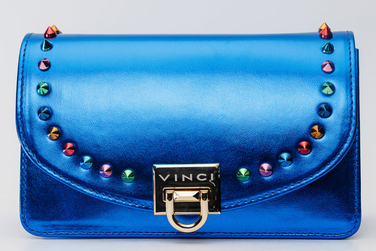CARIS SAX BLUE  LEATHER  HANDBAG