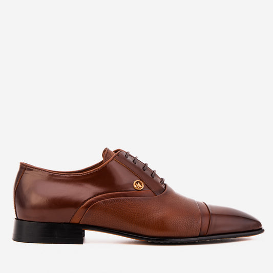 The Rockwell Handmade Tan Leather Cap Toe Oxford Men Shoe