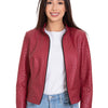 The Comly Burgundy  Ostrich Leather Women Jacket