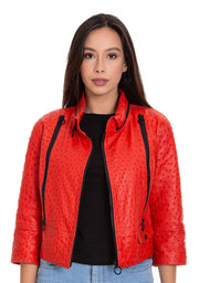 The Comly  Pomegranate Flower  Ostrich Leather Women Jacket