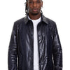 The Pitman Pythn Navy Blue Leather Men Jacket
