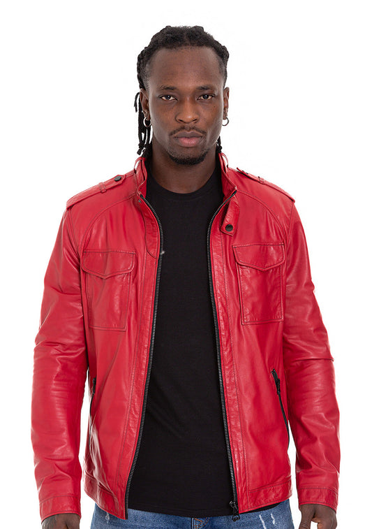 The Ravine Red Leather Men Jacket