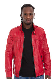 The Ravine Red Men Leather Jacket