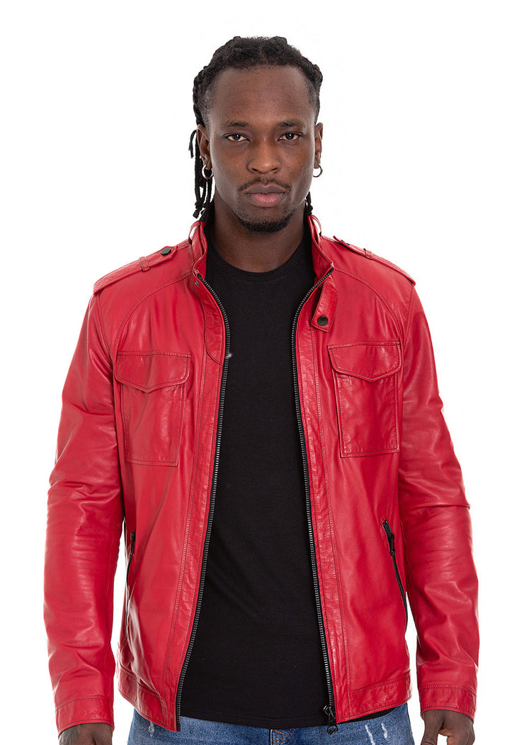 The Ravine Red Men Leather Jacket