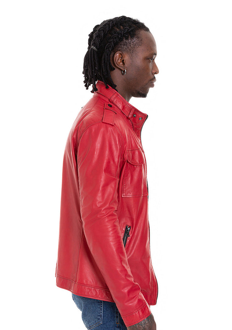 The Ravine Red Men Leather Jacket
