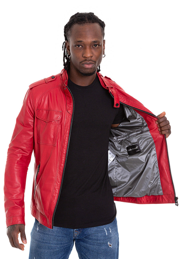 The Ravine Red Men Leather Jacket