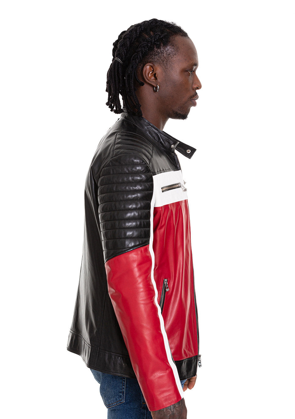 The Martos Black & Red Leather Men  Jacket