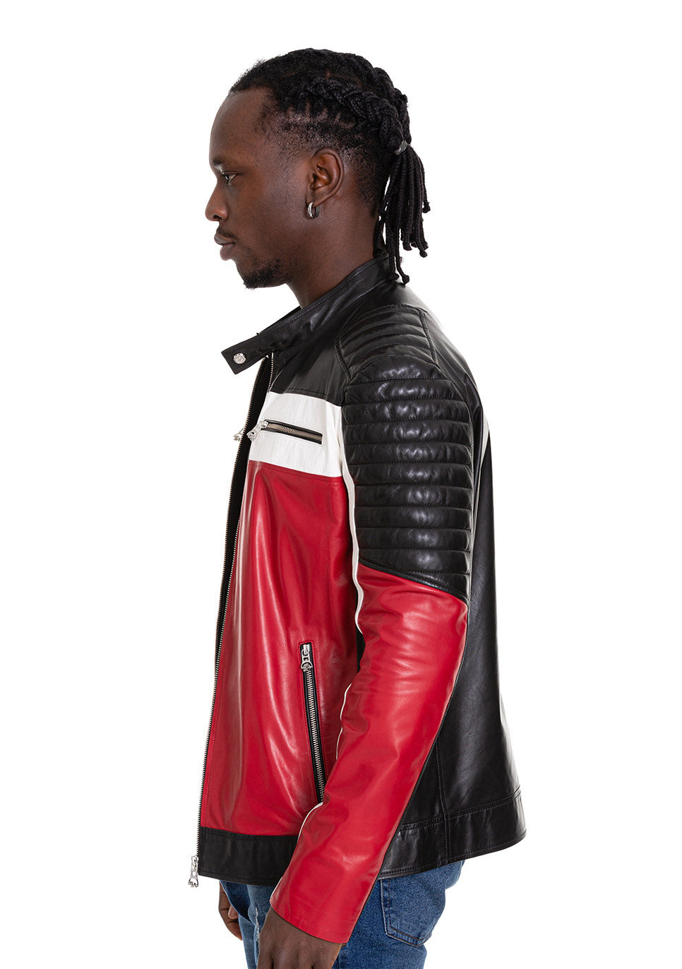 The Martos Black & Red Leather Men  Jacket