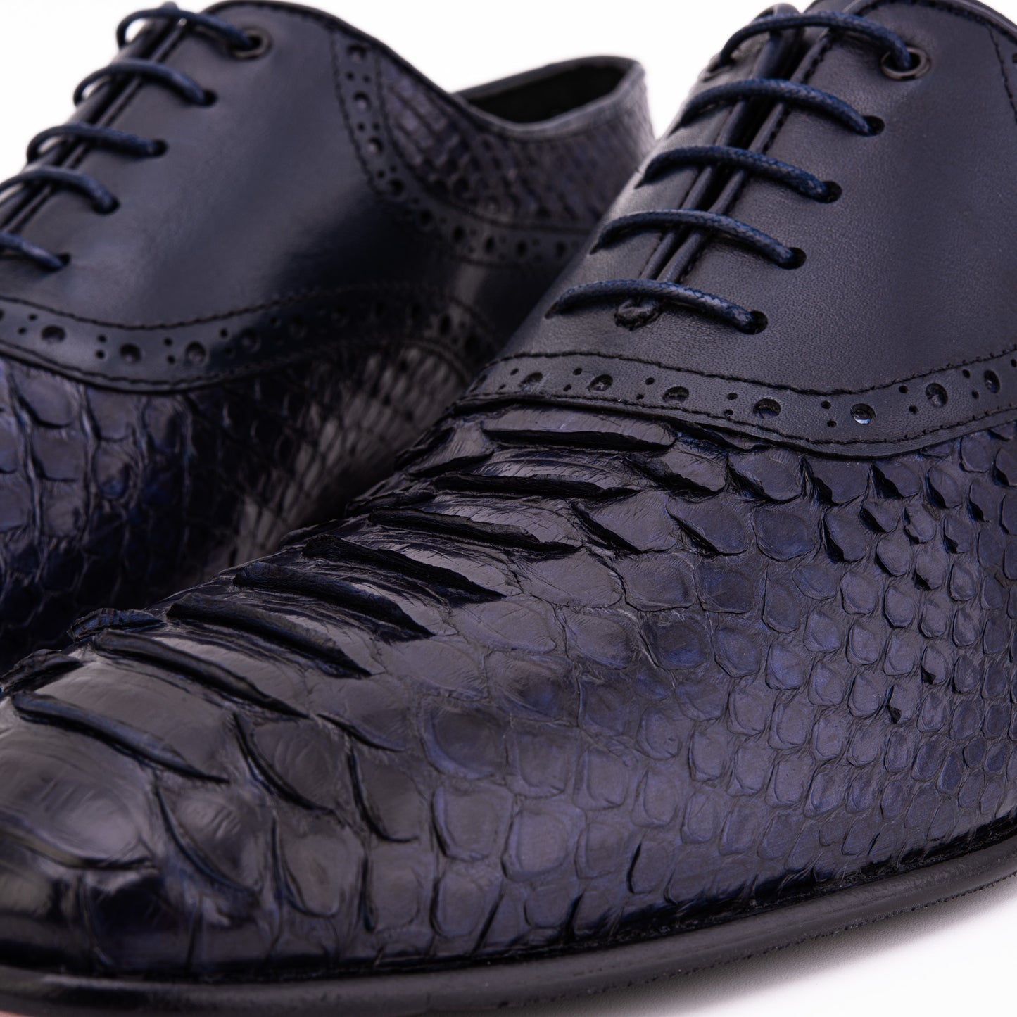 The Varenne Navy Pythn Leather Oxford Men Shoe