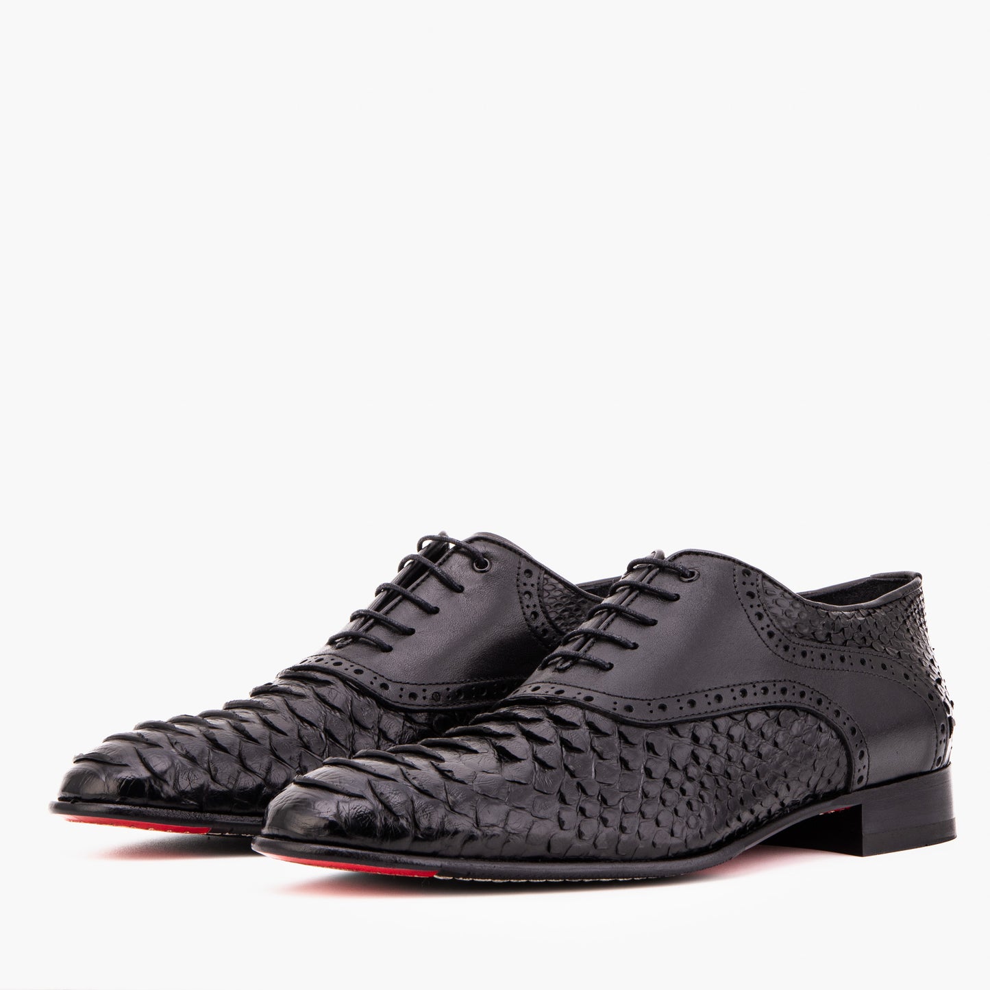 The Varenne Black Pythn Leather Oxford Men Shoe