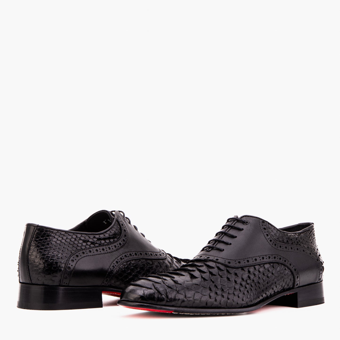The Varenne Black Pythn Leather Oxford Men Shoe
